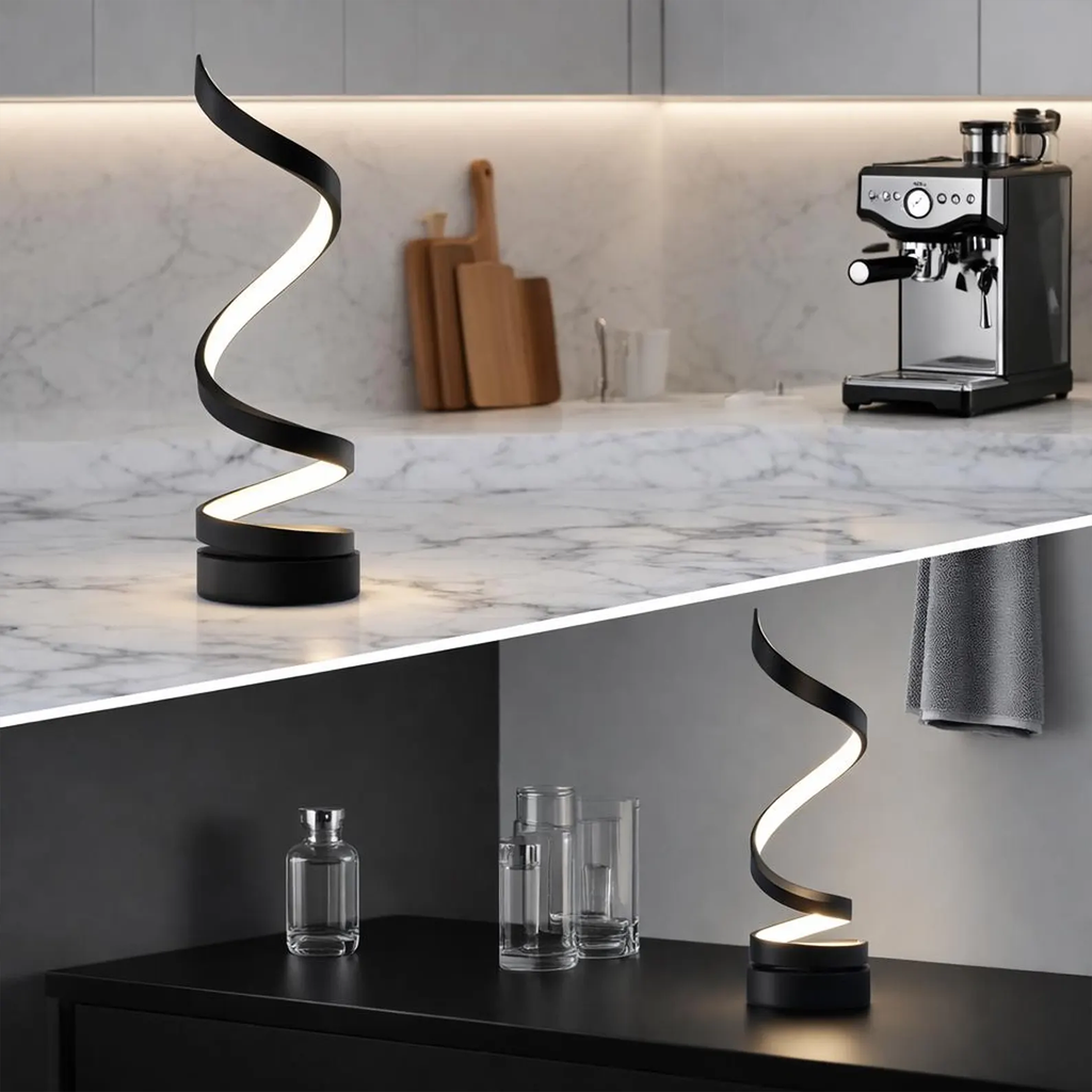 Lampe de table LED spirale minimaliste à luminosité variable