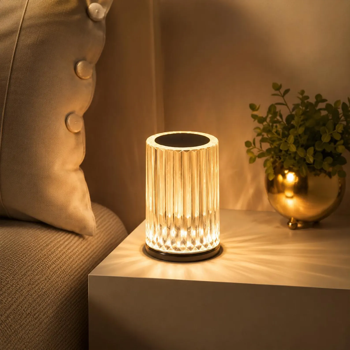 Lampe de table LED rechargeable tactile à trois teintes lumineuses